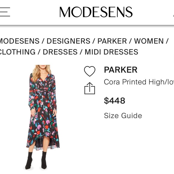 ✨ Parker Cora Silk Blend Multicolor Floral Print Long Sleeve Midi Dress ✨ - Picture 7 of 16